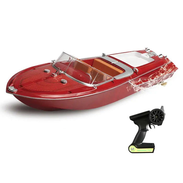 HUIQI SK1 RTR - 2.4G 25km/h Waterproof Wood Speedboat, RC Boat Remote Control Racing Ship - Ideal for Retro Model Enthusiasts and Fun Water Adventures