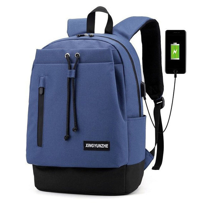 Oxford Backpack Laptop Bag - USB Charging Port, Student School & Fashion Shoulder Bag, 15.6-inch Notebook Compatible - Ideal for Students & Daily Commuters