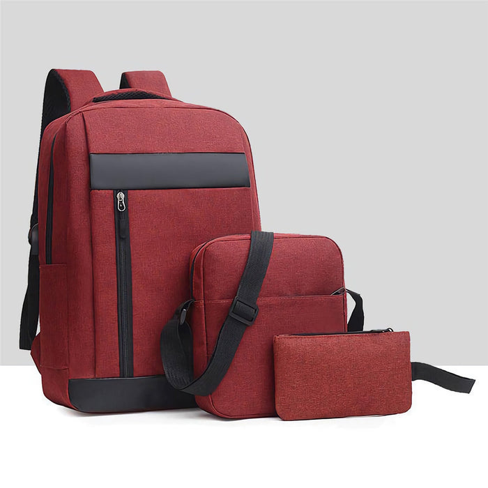Men's 3Pcs Backpack Set - USB Charging Laptop Bag, Multifunctional Casual Travel, School Backpack for Men and Women
