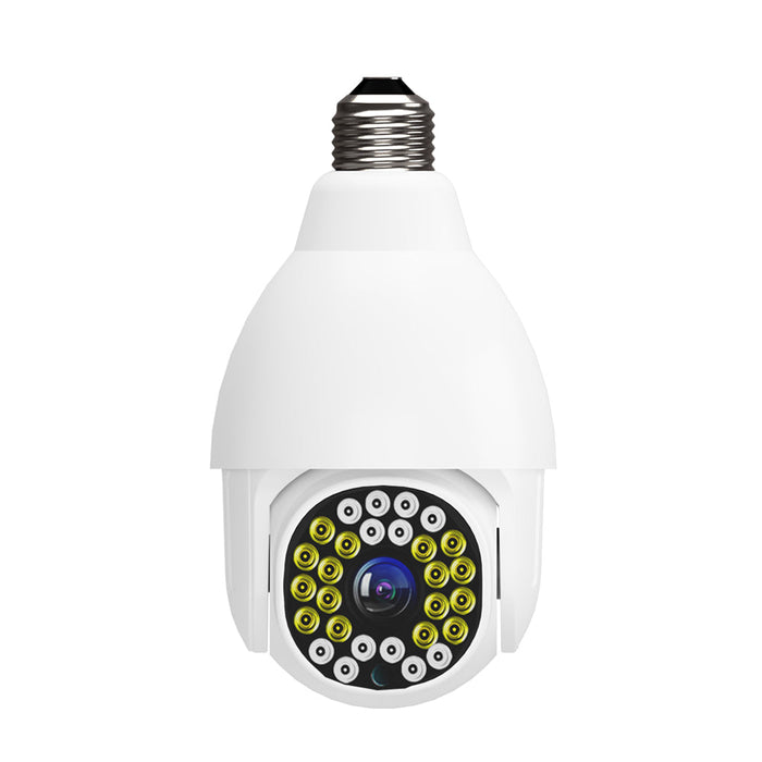 GUUDGO V380 WIFI E27 - 1080P Bulb Dome Camera with PTZ, Dual Light, 12 Infrared & 16 White Light LEDs, Night Vision - Includes Base & Remote Control for Security Monitoring