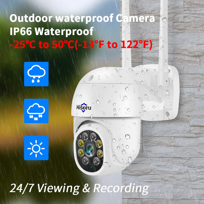 Hiseeu WHD303 - 3MP Outdoor WiFi Camera with 1536p Resolution, 5x Digital Zoom, PTZ, IP Audio, P2P OnVIF - Ideal for CCTV Monitoring Needs and Wireless Security Systems