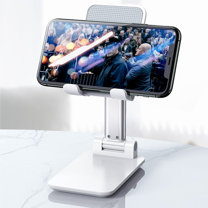 Universal Folding Telescopic Stand - Desktop Mobile Phone and Tablet Holder Compatible with iPad Air, iPhone 12, XS, 11 Pro, POCO X3 NFC - Ideal for Hands-free Device Viewing and Usage