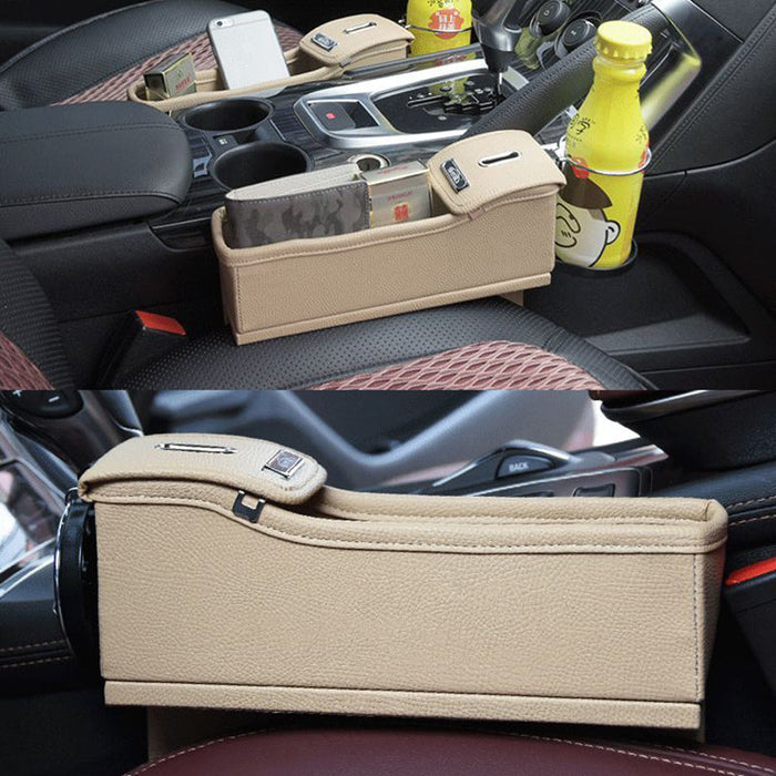 Car Seat Gap Storage Box - Multifunctional Leather Holder for Water Cup, Phone, Coins - Ideal Car Organizing Solution for Motorists