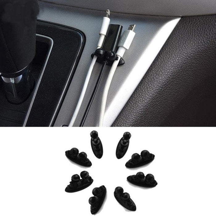 8-Piece Set - Car and Desktop USB Cable Clip Organizer with Adhesive Sticker - Perfect for Fixing Cables and Organizing Earphones