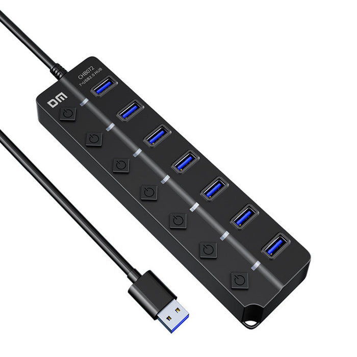 DM CHB072 - 7-in-1 USB 2.0 Splitter Docking Station & Multiport Hub for PC & Laptop - Expand Your Computer's Connectivity