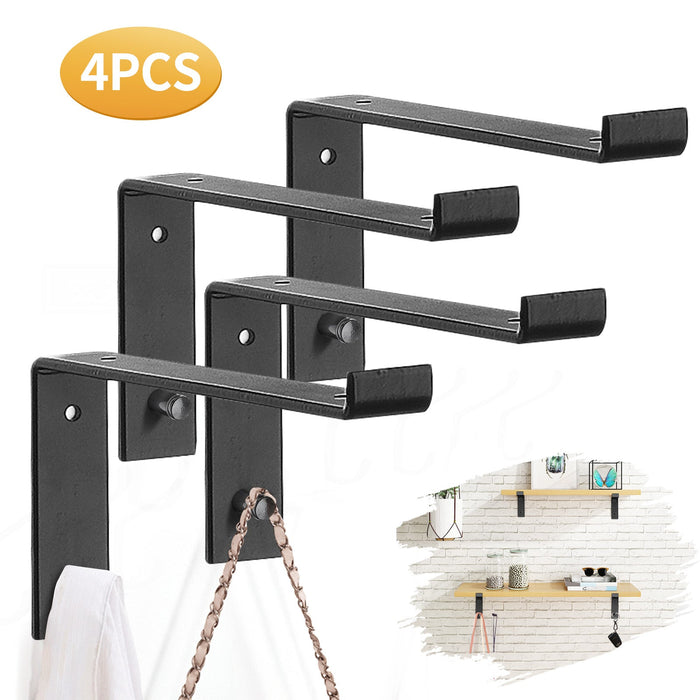 AGSIVO 4PCS/Set Vintage - Wall Mounted Floating Shelves with Hook - Ideal for Space Saving and Displaying Collectibles