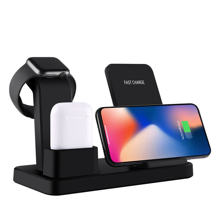 Bakeey 3 In 1 - 7.5W/10W Fast QI Wireless Charger Station Stand for iPhone, Apple Watch 1/2/3/4 Series, and AirPods - Ideal for Apple Device Lovers