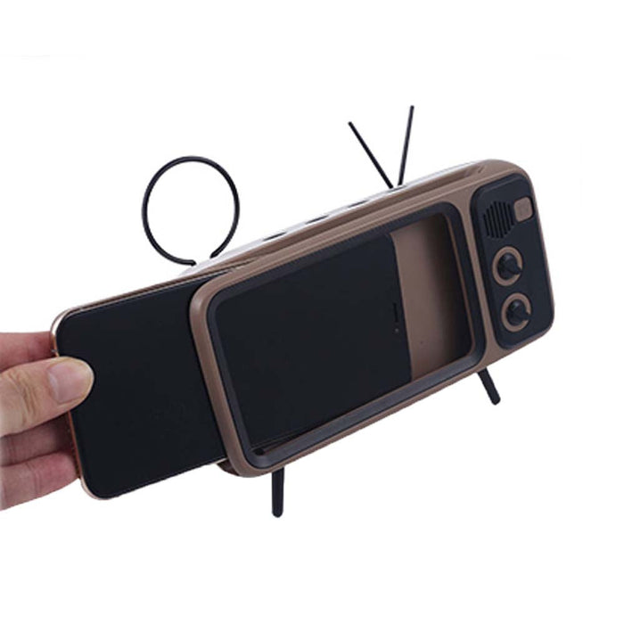 Bakeey Mini Retro TV Pattern Desktop Stand - Cell Phone Holder, Lazy Bracket, Compatible with 4.7 to 5.5 inch Mobile Phones - Ideal for Watching Videos & Shows Hands-free