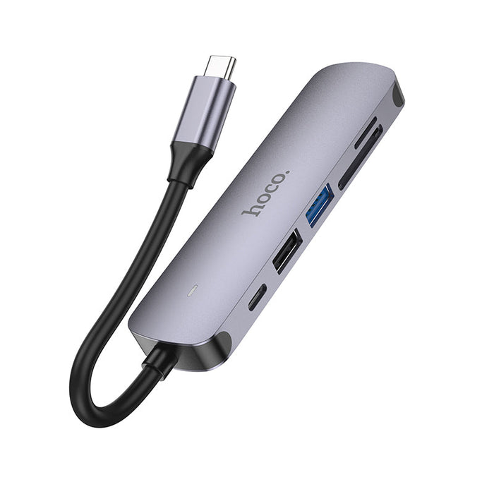 Hoco 6-in-1 HUB - Type C to USB 3.0/2.0 Adapter, PD60W Dock, MacBook Pro Accessories, HDMI-Compatible USB-C Splitter, 4K 30HZ HDTV - Ideal for Enhancing Connectivity and Productivity