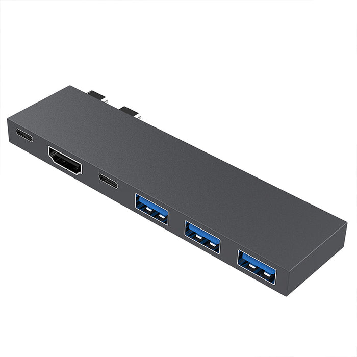 Type-C Docking Station - 6-in-1 USB-C Hub with 3x USB 3.0, PD 100W, 5Gbps, 4K/30Hz HDMI Multiport, Splitter Adapter - Ideal for PC and Laptop Users