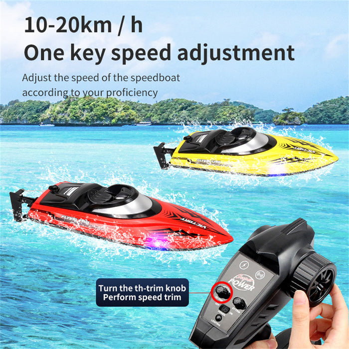 HXJRC HJ811 2.4G 4CH RC Boat - High Speed LED Light Speedboat, Waterproof, 20km/h Electric Racing Vehicles for Lakes and Pools - Perfect Remote Control Toy for Kids and Adults