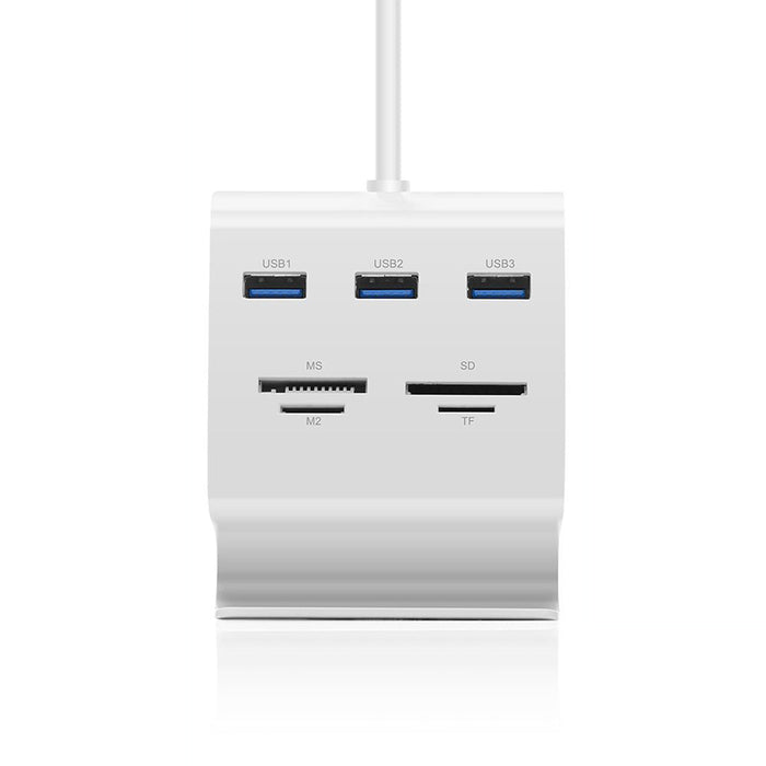 UGREEN US156 7-In-1 USB Hub - Multi-Functional USB 3.0 TF/SD/M2/MS Card Reader, 5Gbps Fast Speed, LED Indicator Docking Station - With Phone Stand for Easy Organization