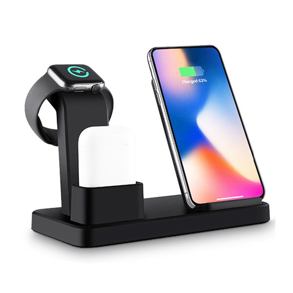 Bakeey 3 In 1 - 7.5W/10W Fast QI Wireless Charger Station Stand for iPhone, Apple Watch 1/2/3/4 Series, and AirPods - Ideal for Apple Device Lovers