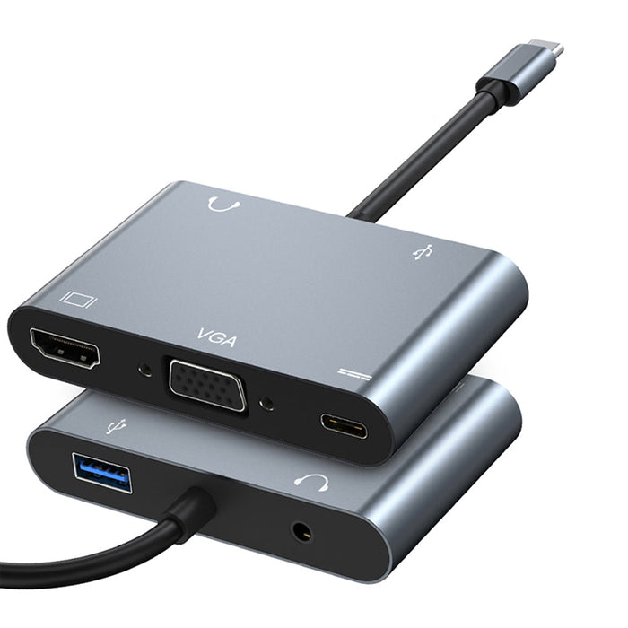 Mechzone BYL-2002 - 5-in-1 USB-C Docking Station Hub with USB 3.0, 100W PD, 4K HDMI-Compatible, 1080P VGA, 3.5mm Audio - Perfect for PC, Computer, and Laptop Users