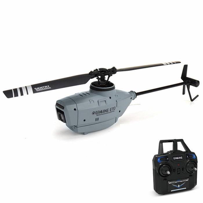 Eachine E110 - 2.4G 4CH 6-Axis Gyro 720P Camera RC Helicopter with Optical Flow Localization & Flybarless Scale - Perfect for Avid RC Enthusiasts and Beginners Alike