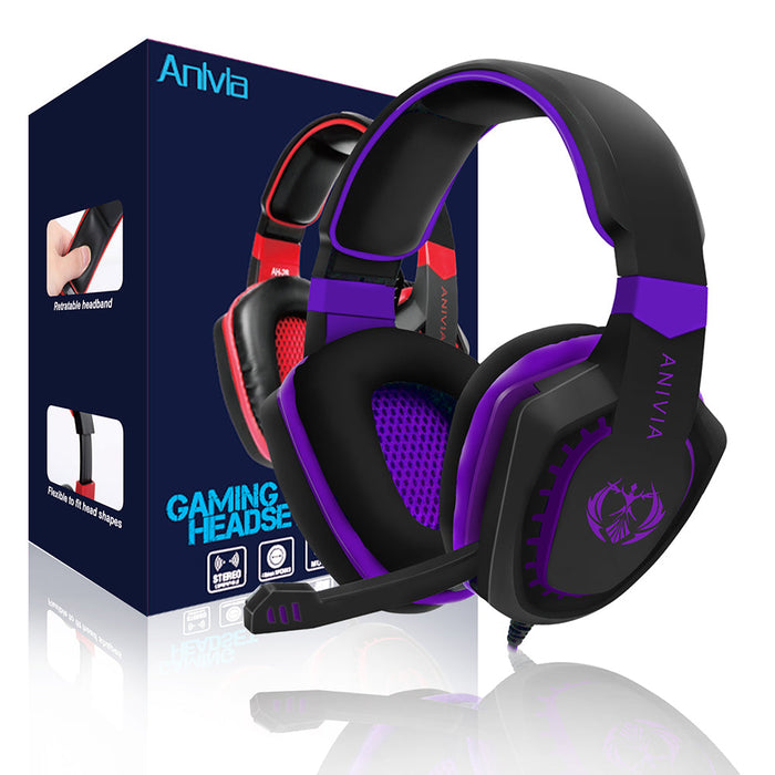 Anivia AH28 Gaming Headset - 3.5mm Audio Interface, Omnidirectional Flexible Microphone, Compatible with PS4, Xbox S/X, Laptop, PC - Ideal for Gamers and Virtual Meetings