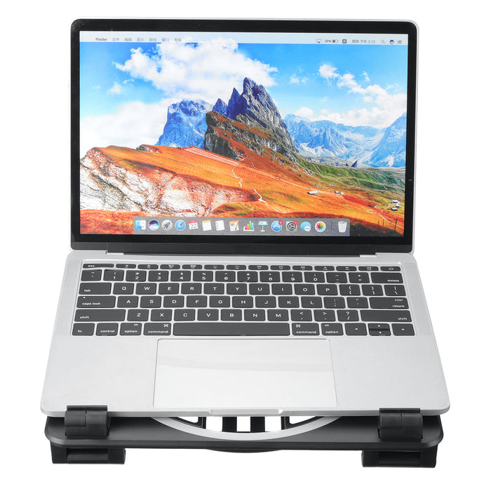Macbook Desktop Stand with Double Cooling Fan - Multifunctional Folding Laptop, Tablet, Mobile Phone Holder - Ideal for Efficient Workspace Organisation