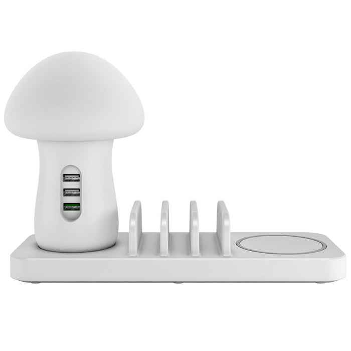 Bakeey Mushroom Light 3-in-1 - 3 Ports USB 10W Fast Qi Wireless Charger for Samsung & iPhone - Efficient Phone Charging Solution for Multiple Devices