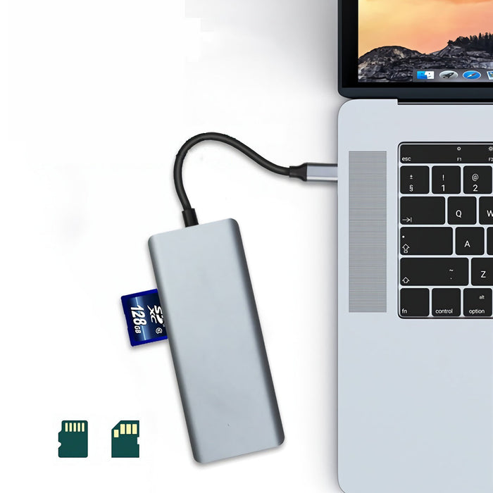 12-in-1 USB-C Hub Docking Station - Triple Display, 2 HDMI 4K, VGA, Network, 100W Power Delivery, 3.5mm Audio Jack, SD/TF Reader - Ultimate Connectivity Solution for Professionals