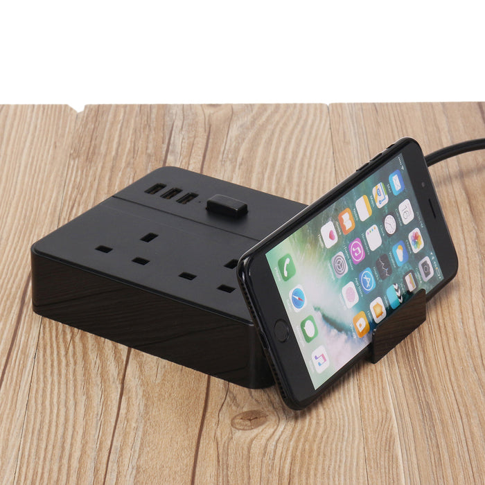 Brand & Model - 3-Port USB Extension Socket with 1.5M Cord & 2500W 10A Power Capacity - Ideal Desktop Charging Stand for US/UK/EU Plugs