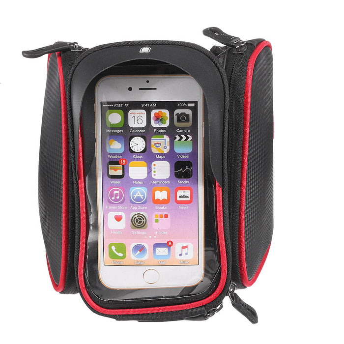 Mobile Phone Bicycle Front Bag - 6.2" Touch Screen Frame Case, Bilateral Tube Bag - Ideal for Cyclists Needing Easy Phone Access
