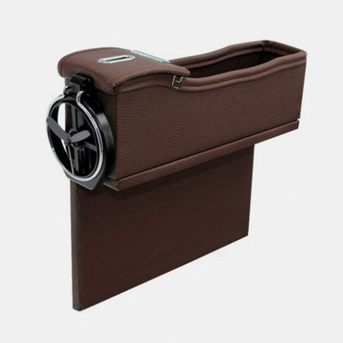Car Seat Gap Storage Box - Multifunctional Leather Holder for Water Cup, Phone, Coins - Ideal Car Organizing Solution for Motorists