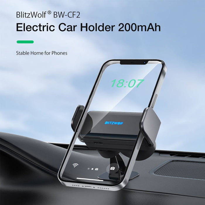 BlitzWolf BW-CF2 - 2-in-1 Infrared Induction Smart Sensor Car Phone Holder/Stand, Adjustable Air Vent or Dashboard Mount - Universal Compatibility for 68-90mm Width Phones including iPhone 13, POCO X3 F3 and Samsung