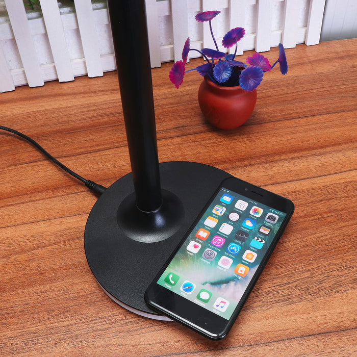 Qi Wireless Charger Pad & LED Table Lamp Combo - 2 in 1 Design for Mobile Phones, 10W Desktop Reading Light - Perfect Solution for Home and Office Desk Organizing