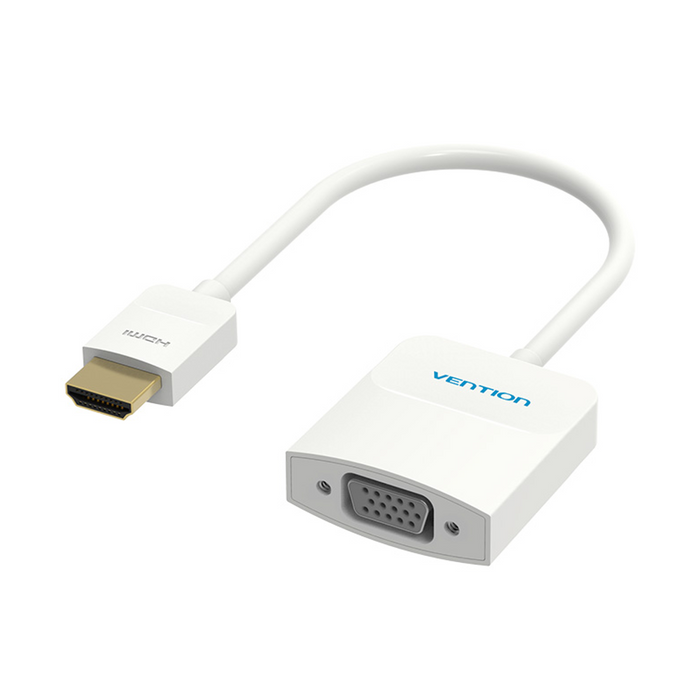 Vention HDMI to VGA Converter - White 0.15m Cable with 3.5mm Audio Cable - Ideal for Video and Audio Connections