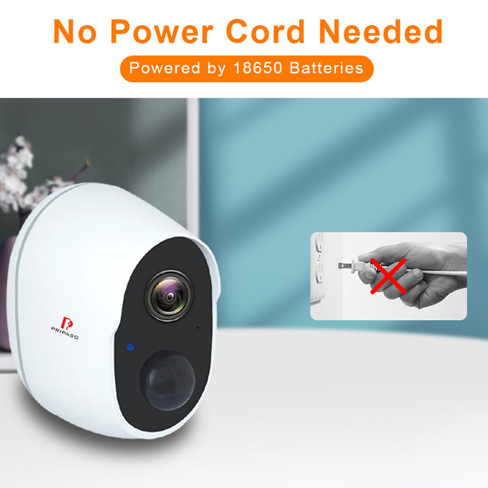 Pripaso 1080P Wireless Camera - IP CCTV Outdoor/Indoor, Waterproof, Rechargeable, Home Security - Perfect for Monitoring and Safety Needs