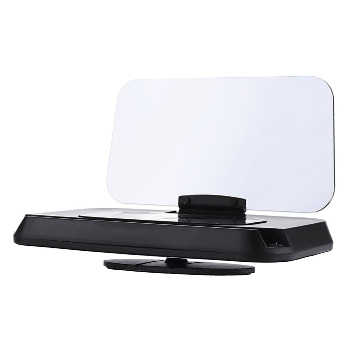 Universal Mirror HUD - Head Up Display Car Gadget with Cell Phone GPS Navigation, Image Reflector, Holder Stand and Speed Projector - Car Enthusiasts Solution for Speedometer in KMH & MPH