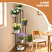 6-Tier Corner Plant Stand — Metal Frame with Wooden Shelves for Indoor & Outdoor