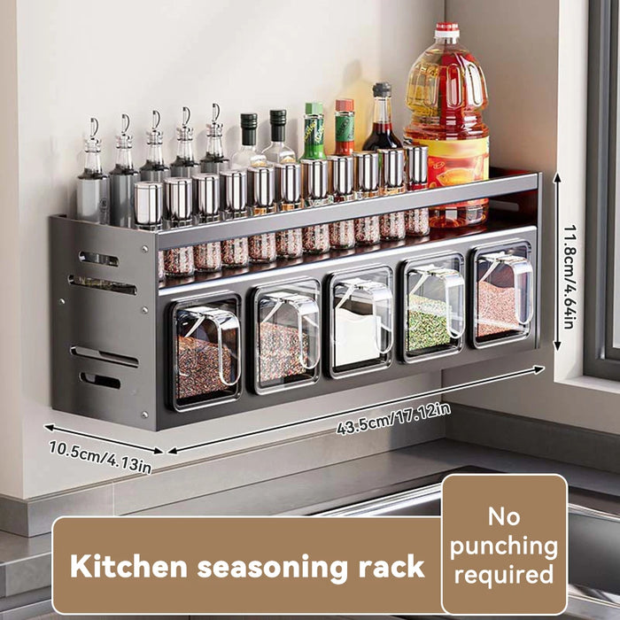 Multi-Functional Punch-Free Kitchen Spice Rack Organiser — 8 Racks for Cabinets & Countertop