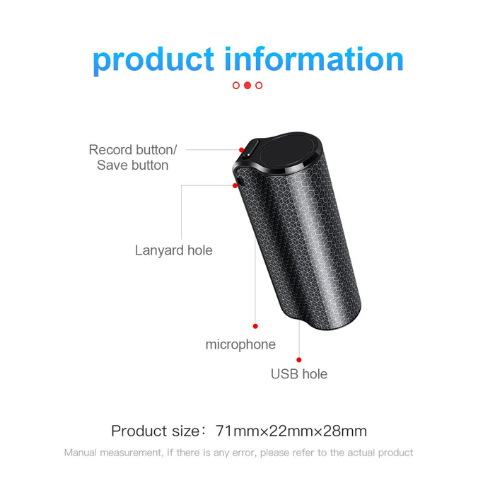 Mini Magnetic Voice Recorder Pen – 8/16/32GB, WAV & MP3, 48kHz HD Mic