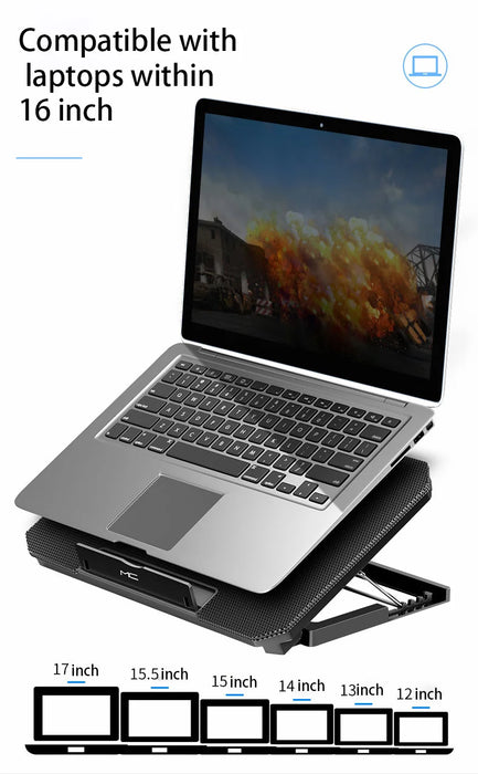 Gaming Laptop Cooler for 12–16 inch Notebooks | Dual Fans & Adjustable Wind Speed