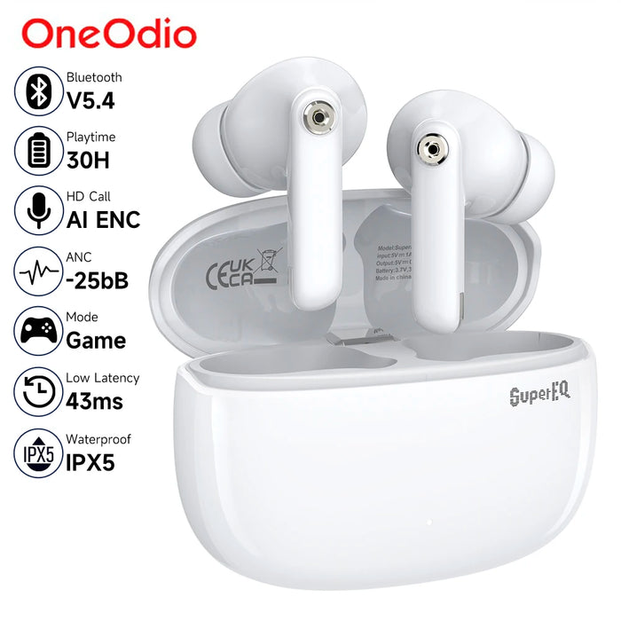 Oneodio SuperEQ S10 ANC Bluetooth 5.4 Earphones Wireless TWS Active Noise Cancelling Headphones Earbuds With ENC Mics Game Mode