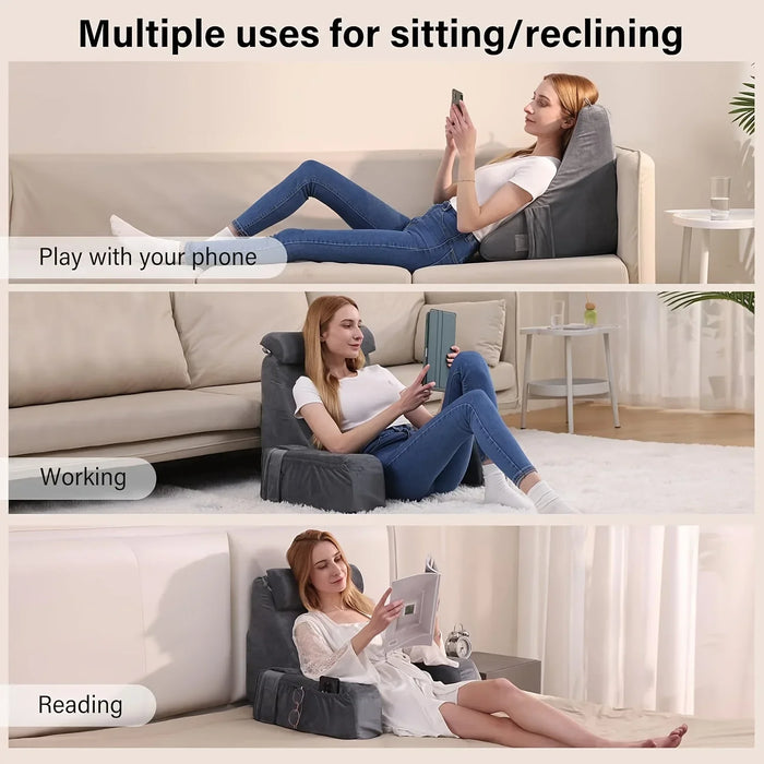 Extra-Large Memory Foam Reading Pillow – Armrest Bed Cushion for Reading, TV & Gaming