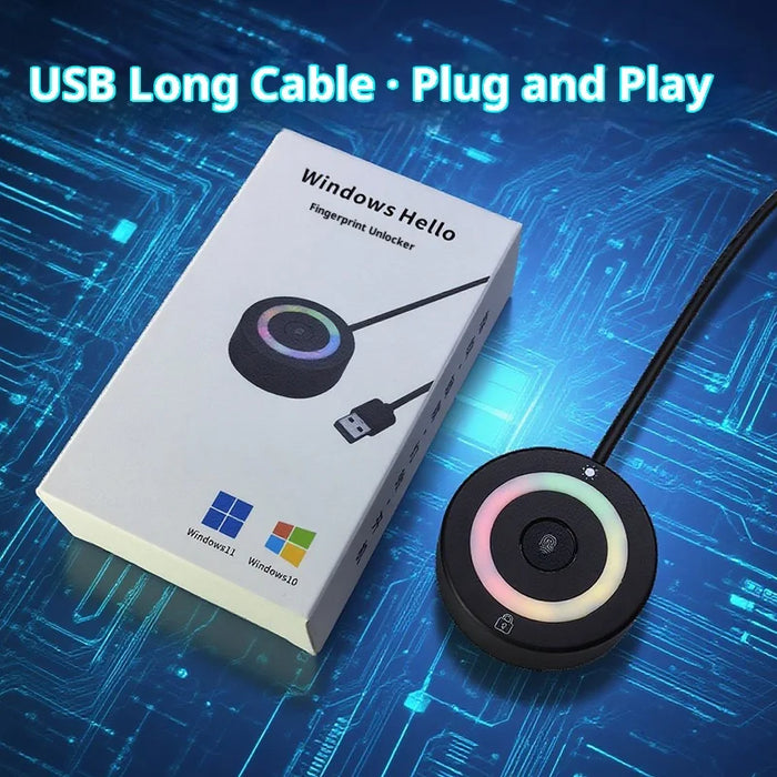USB Fingerprint Reader for Windows Hello (Windows 10 & 11) – Biometric Login Module