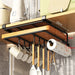 Under‑Cupboard Hanging Kitchen Rack with Hooks for Cutting Boards, Paper Towels & Lids
