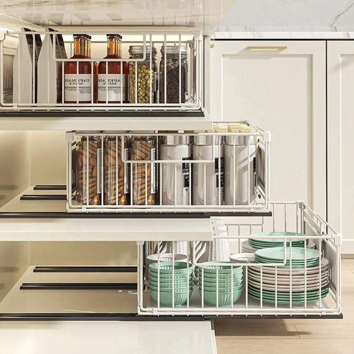 Telescopic Pull-Out Drawer Organiser — Adjustable 33–49cm for Cabinet & Cupboard