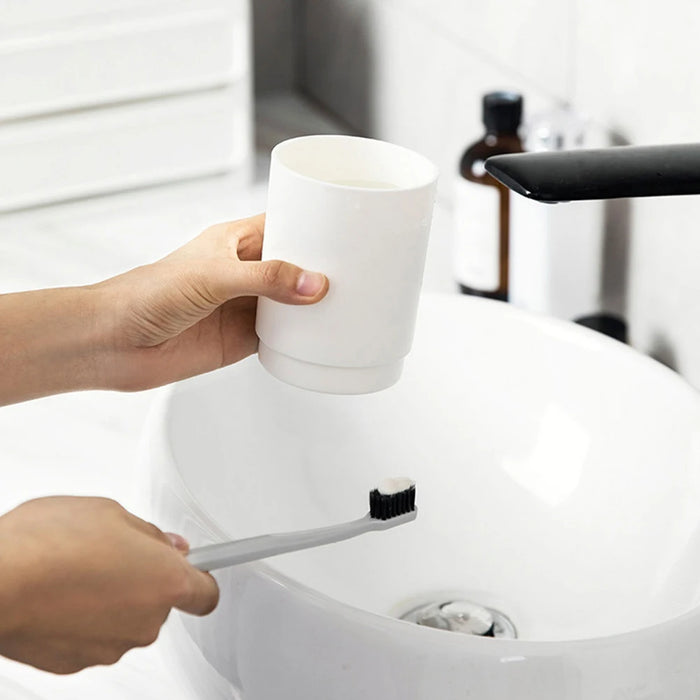 Drill-Free Wall-Mounted Toothbrush & Toothpaste Holder with Removable Cup