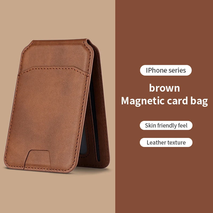 Magnetic PU Leather Wallet Phone Case with Stand and Card Pocket — MagSafe Compatible