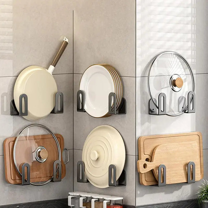 2‑Pack Pot Lid & Cutting Board Holder – Wall & Cabinet Mount