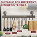No-Punching Kitchen Rail with Hooks — Space Aluminium, Electroplated (30/40/50cm)