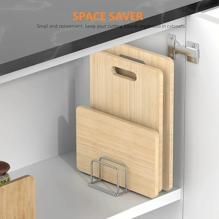 Stainless Steel Cutting Board & Pot Lid Rack – Compact Countertop Holder