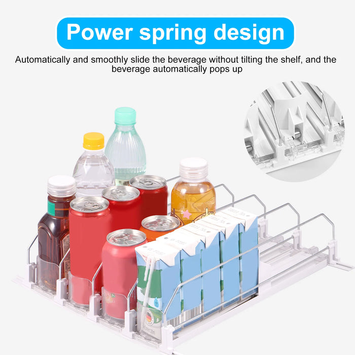 Fridge Drink Organiser — Self‑Sliding Can Dispenser with Locking Design, 3 Rows, Adjustable Width