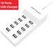 10‑Port 50W USB Charging Station – Multi‑Device Fast Charger with LCD (EU/UK/US plugs)