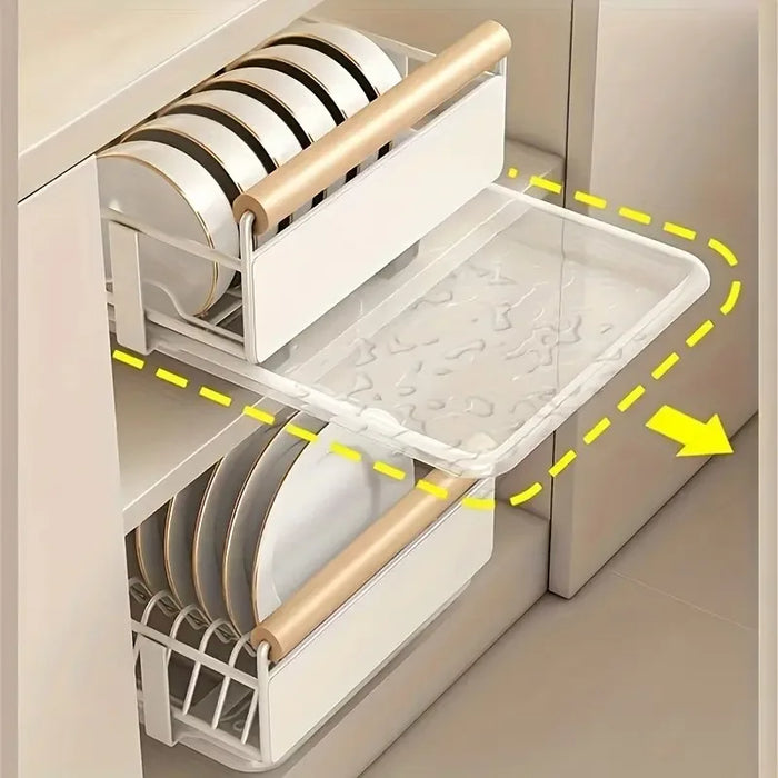 Space-Saving Pull-Out Kitchen Organiser — Plate, Bowl & Spice Rack