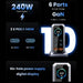 240W GaN Desktop Charger — 6‑Port (4×USB‑C, 2×USB‑A), 140W PD3.1 & PPS