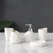 Modern Ceramic Bathroom Accessory Set — 4 or 5 Piece with Pump Dispenser